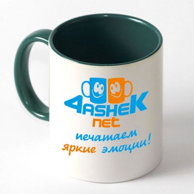 Чашка зелена всередині та ручка